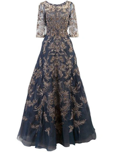 Shop Marchesa Embellished Ball Gown - Blue
