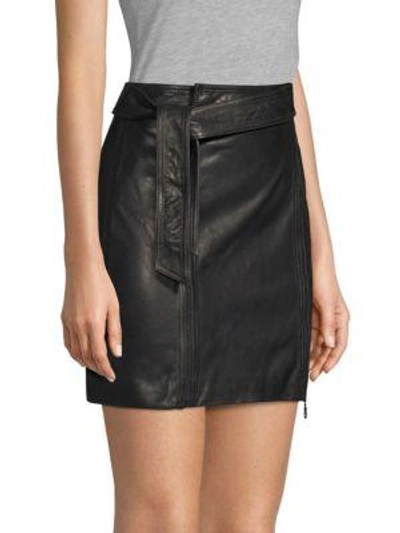 Shop J Brand Christa Zip Leather Mini Skirt In Black