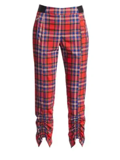 Shop Tanya Taylor Carrington Plaid Cropped Pants In Red Mult
