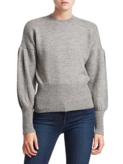 Shop Tanya Taylor Lee Wool Puff Sleeve Sweater In Grey