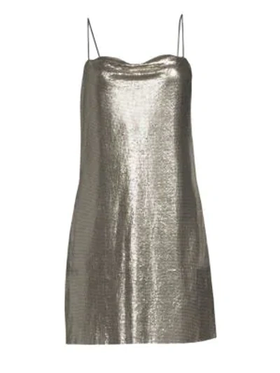 Shop Alice And Olivia Harmony Chainmail Mini Slip Dress In Silver
