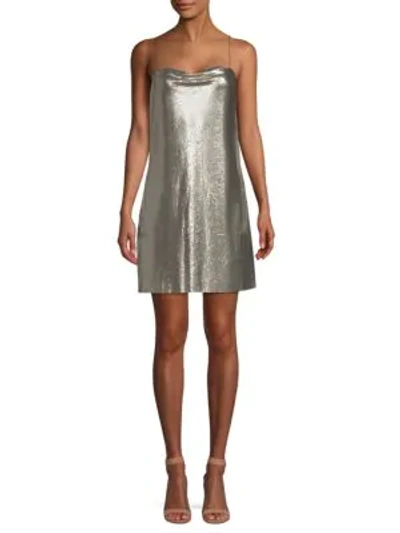 Shop Alice And Olivia Harmony Chainmail Mini Slip Dress In Silver