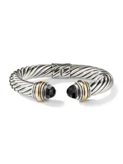 Shop David Yurman Women's Cable Classics Bracelet With Gemstone & 14k Yellow Gold/10mm In Black Onyx
