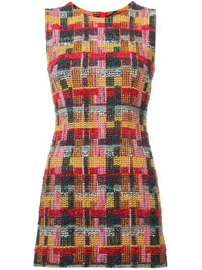 Shop Adam Lippes Tweed Fitted Mini Dress In Red