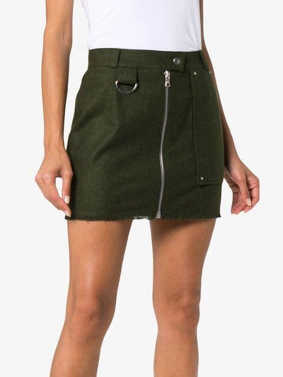 Shop Beau Souci Zip Front Fitted Mini Skirt In Green