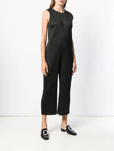Shop Issey Miyake Pleats Please By  Pleated Sleeveless Jumpsuit - Black