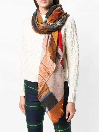 Shop Faliero Sarti Printed Knitted Scarf - Brown