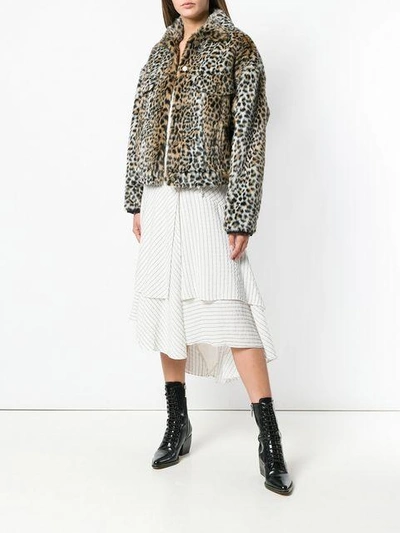 Shop Philosophy Di Lorenzo Serafini Leopard Print Faux Fur Jacket In Neutrals