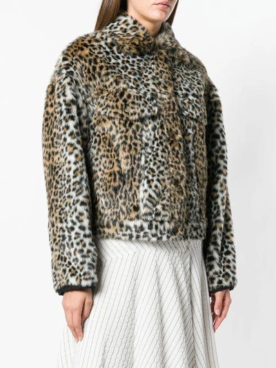 Shop Philosophy Di Lorenzo Serafini Leopard Print Faux Fur Jacket In Neutrals