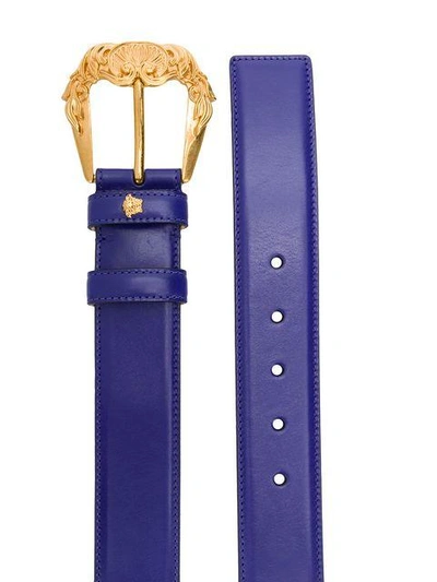 Shop Versace Baroque Buckle Belt - Blue