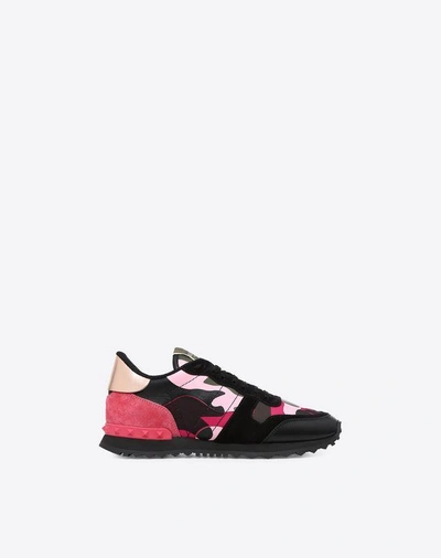 Shop Valentino Camouflage Rockrunner Sneaker In Disco Pink