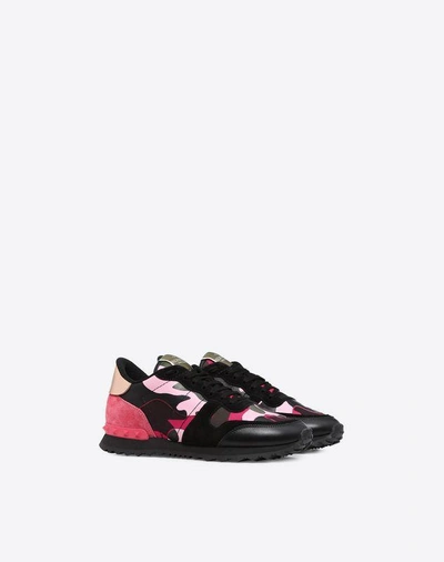 Shop Valentino Camouflage Rockrunner Sneaker In Disco Pink