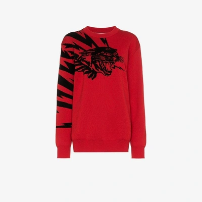 Shop Givenchy Jacquard-pullover Mit Flying Cat-motiv In Red