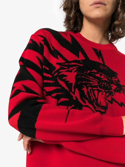 Shop Givenchy Jacquard-pullover Mit Flying Cat-motiv In Red