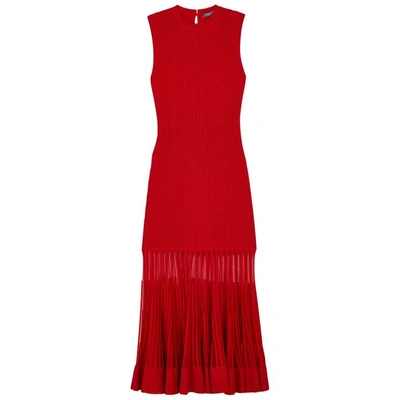 Shop Alexander Mcqueen Red Stretch-knit Dress