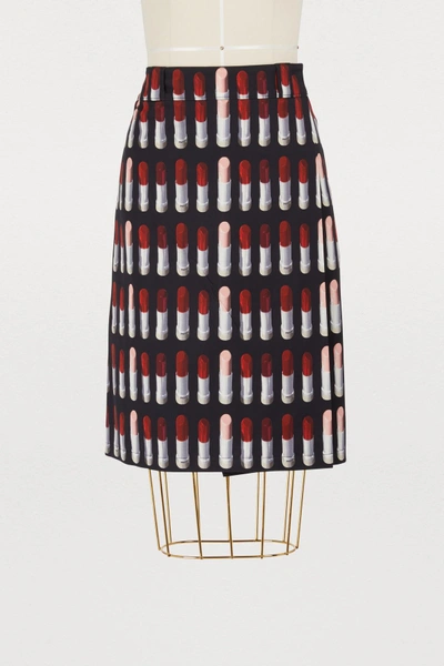 Shop Prada Lipsticks Skirt In Black