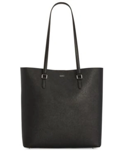 Shop Dkny Bryant Saffiano Leather Tote, Created For Macy's In Black/rouge/silver