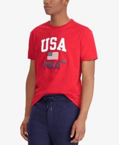 Shop Polo Ralph Lauren Men's Big & Tall Classic Fit Usa T-shirt In Red