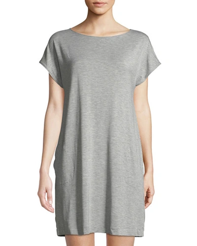 Shop Hanro Natural Elegance Cap-sleeve Nightgown In Gray