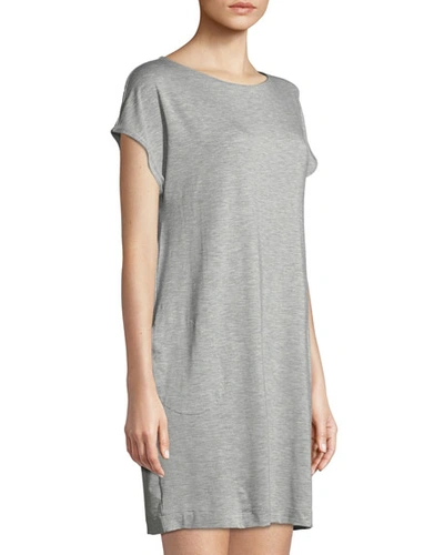 Shop Hanro Natural Elegance Cap-sleeve Nightgown In Gray