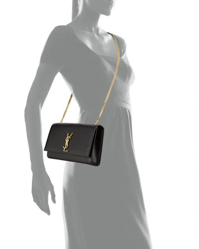 Saint Laurent Kate Small Reversible Suede And Leather Shoulder Bag In Black