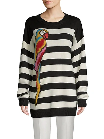 Shop Marc Jacobs Embroidered Stripe Sweater In Black Multi