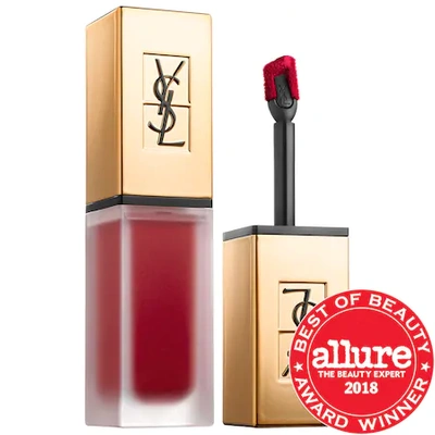 Shop Saint Laurent Tatouage Couture Liquid Matte Lip Stain 101 Chrome Red Clash 0.20 oz/ 6 ml