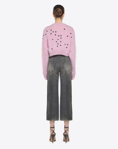 Shop Valentino Pretty Hearts Embroidered Jumper In Absolute Rose