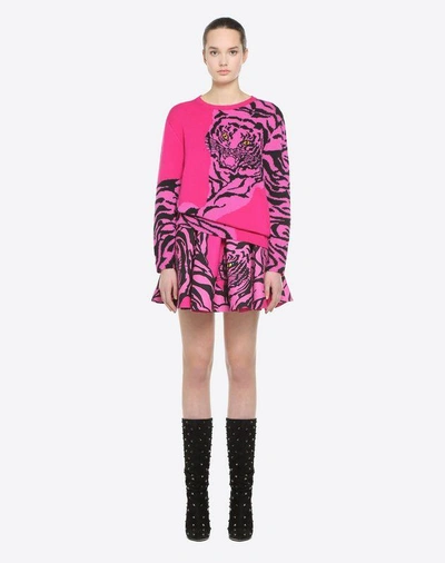 Shop Valentino Tiger Re-edition Embroidered Jumper In Disco Pink