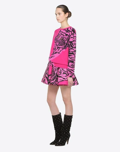 Shop Valentino Tiger Re-edition Embroidered Jumper In Disco Pink