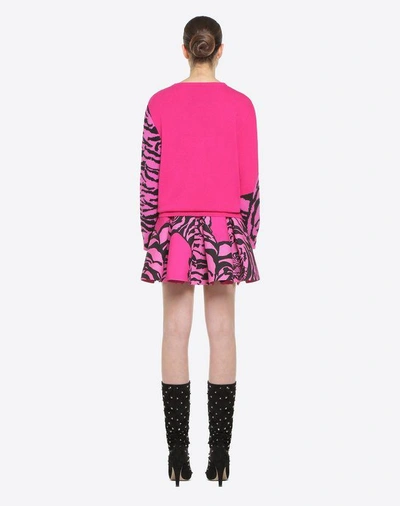Shop Valentino Tiger Re-edition Embroidered Jumper In Disco Pink