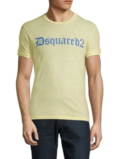 Shop Dsquared2 Logo Cotton Tee In Yellow