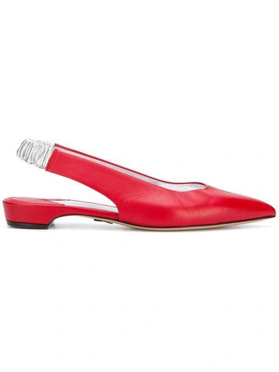 Shop Paul Andrew Sling-back Pointed Ballerinas In Red