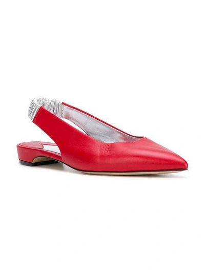 Shop Paul Andrew Sling-back Pointed Ballerinas In Red