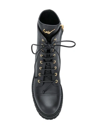 Shop Giuseppe Zanotti Chris Lace Up Ankle Boots In Black