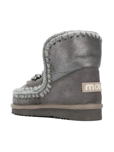 Shop Mou Embellished Eskimo Boots In Grey