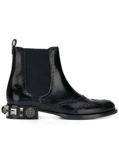 Shop Dolce & Gabbana Embellished Heel Chelsea Boots - Black