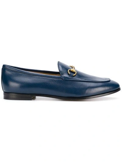 Shop Gucci Jordaan Leather Loafers In Blue