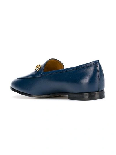 Shop Gucci Jordaan Leather Loafers In Blue