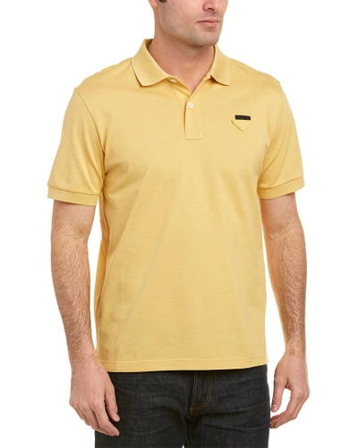 Shop Prada Pique Polo Shirt In Yellow