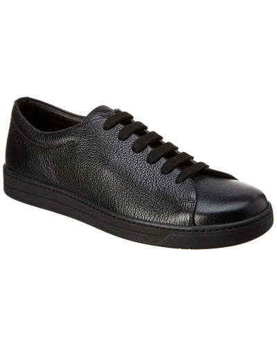 Shop Prada Leather Sneaker In Black