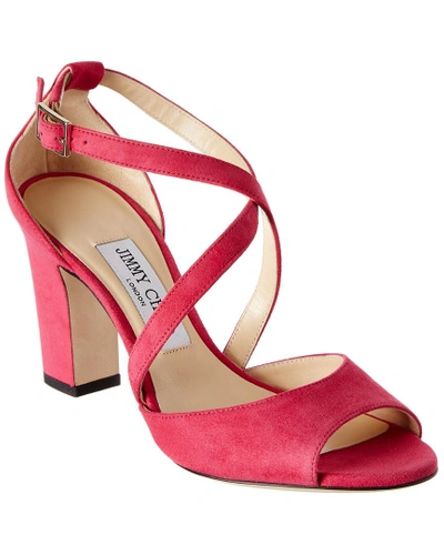 Shop Jimmy Choo Carrie 85 Suede Peep In Pink