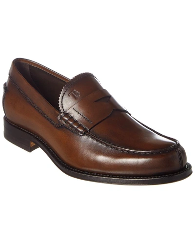 Shop Tod's Classic Leather Loafer In Brown