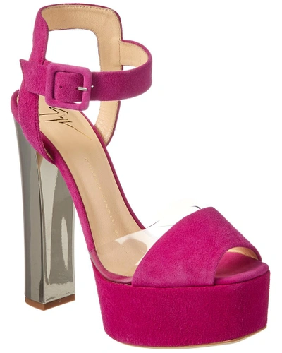 Shop Giuseppe Zanotti Suede Platform Sandal In Purple