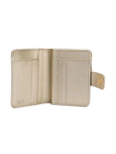 Shop Prada Leather Classic Wallet - Metallic