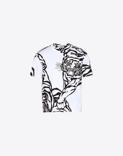 Shop Valentino T-shirt With Tiger Re-edition Print In Ivory