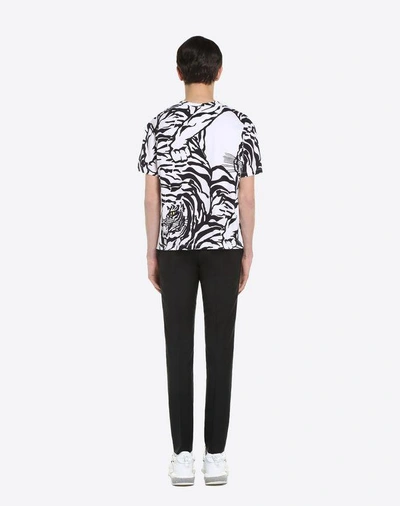 Shop Valentino T-shirt With Tiger Re-edition Print In Ivory