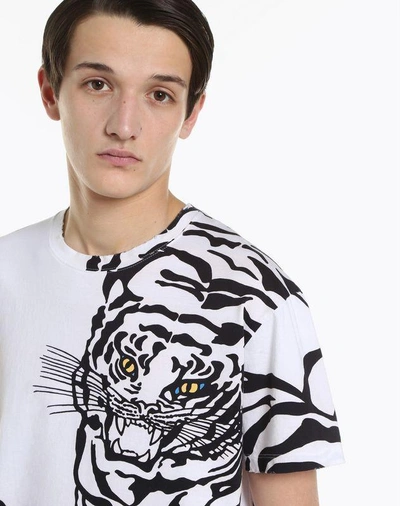 Shop Valentino T-shirt With Tiger Re-edition Print In Ivory