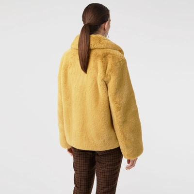 Shop Burberry Faux Fur Single-breasted Jacket In Ochre Yellow