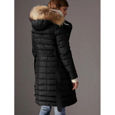 Shop Burberry Detachable Hood Fur Trim Down-filled Puffer Coat In Black